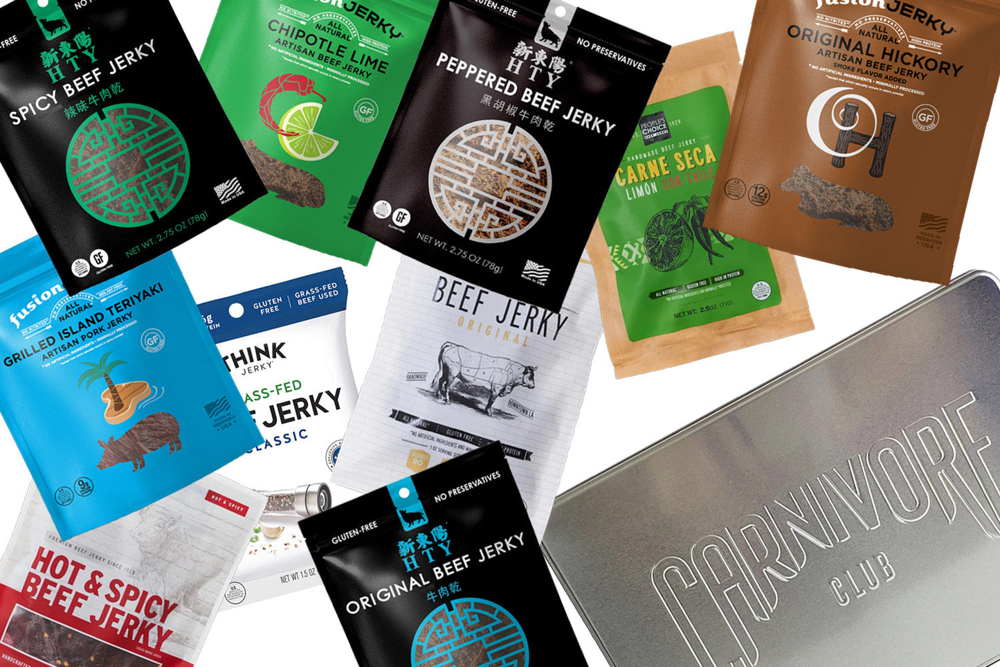 Jerky Gift Tin (10 Packs of Jerky) by Carnivore Club USA