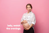 Pregnant woman showing a surprised expression