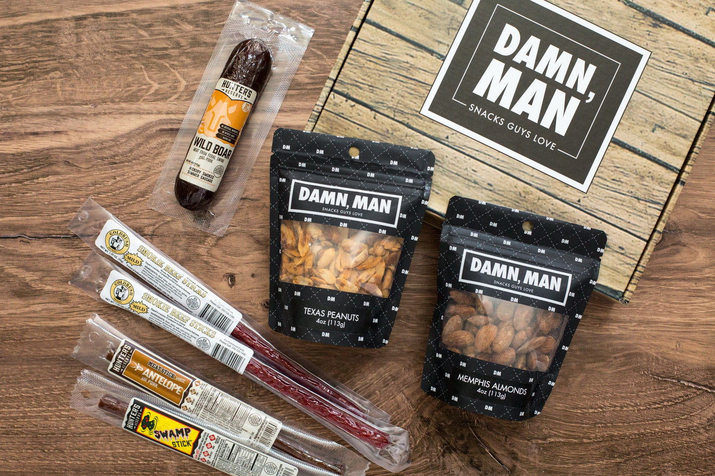 Nuts & Exotic Meats Box by Damn, Man Snacks