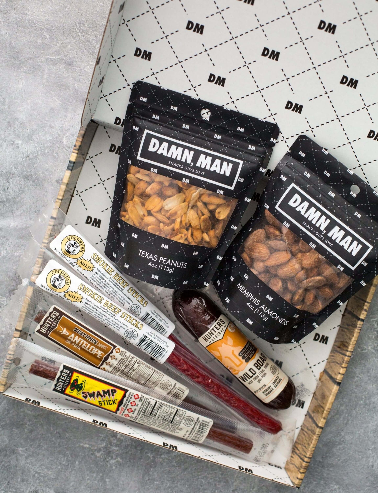 Nuts & Exotic Meats Box by Damn, Man Snacks