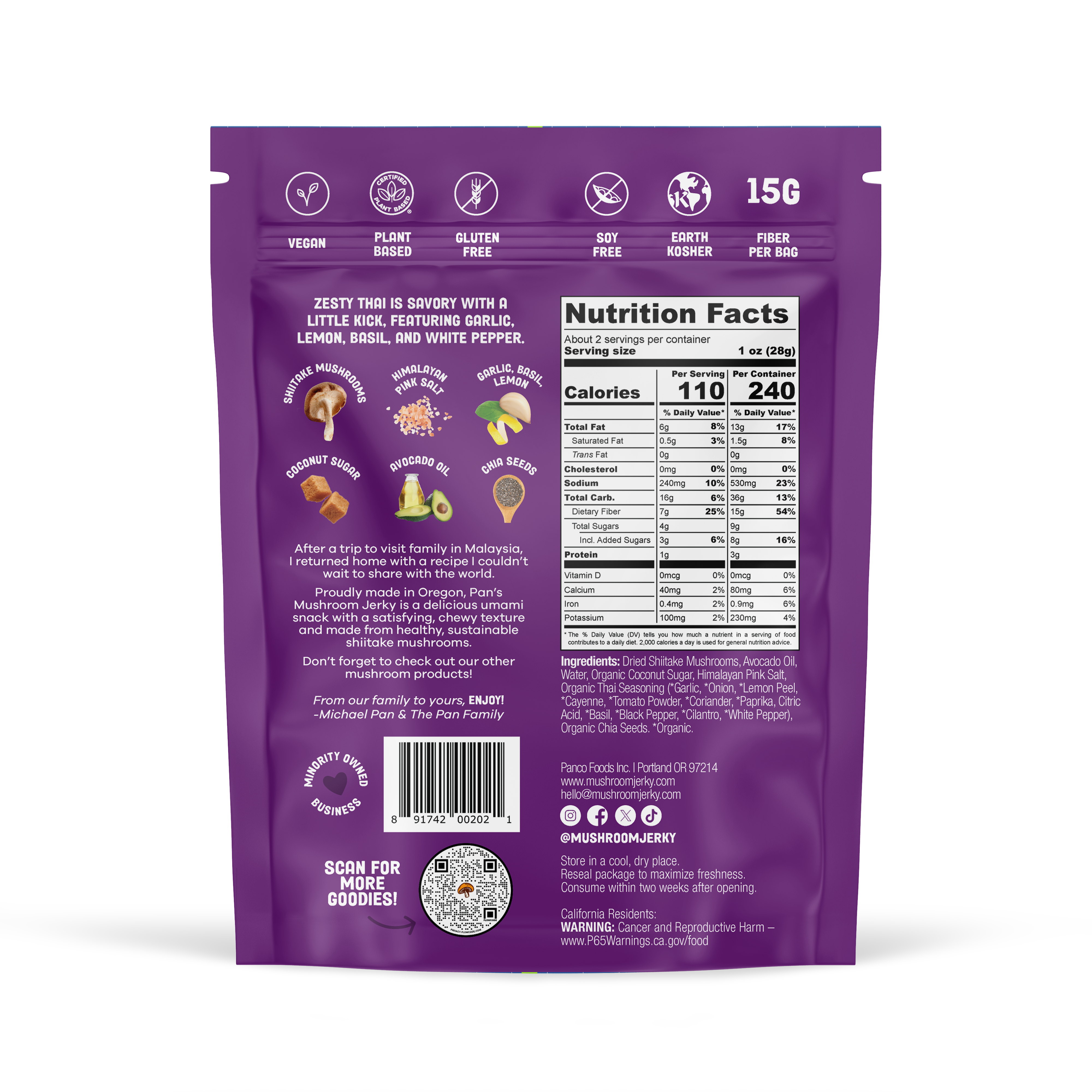 Zesty Thai Mushroom Jerky
