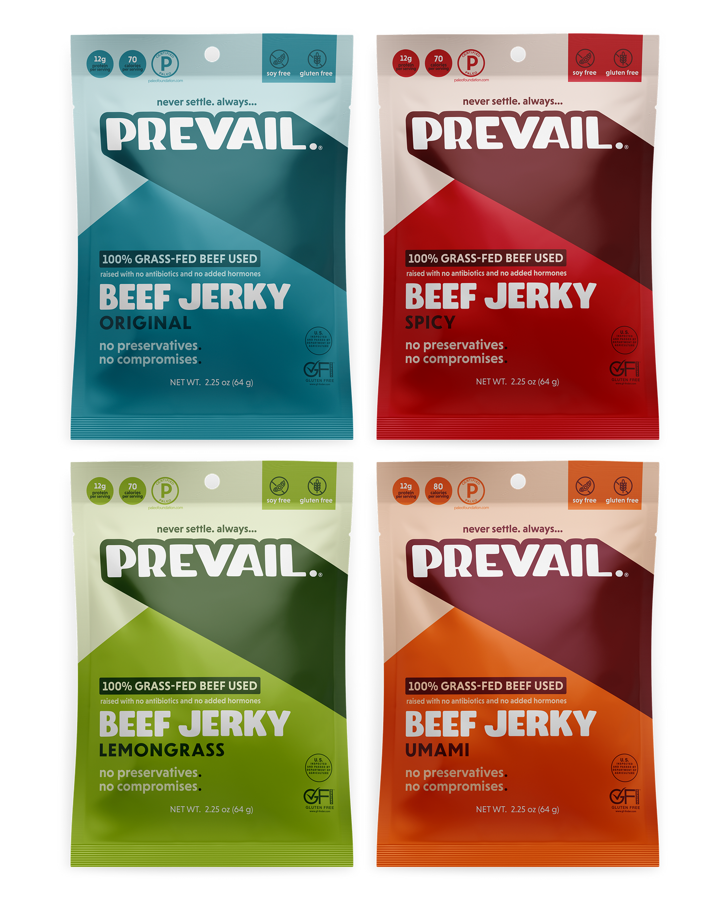Variety Pack, Pack of 4 by PREVAIL Jerky